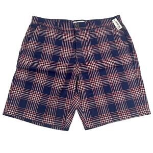 Goodthreads Mens Linen Cotton Short Navy & Red Plaid Size 33